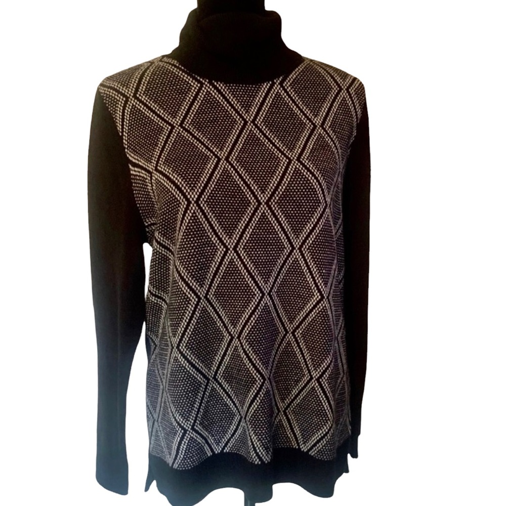 Croft & Barrow Geographic Pattern Turtle Neck Sweater M